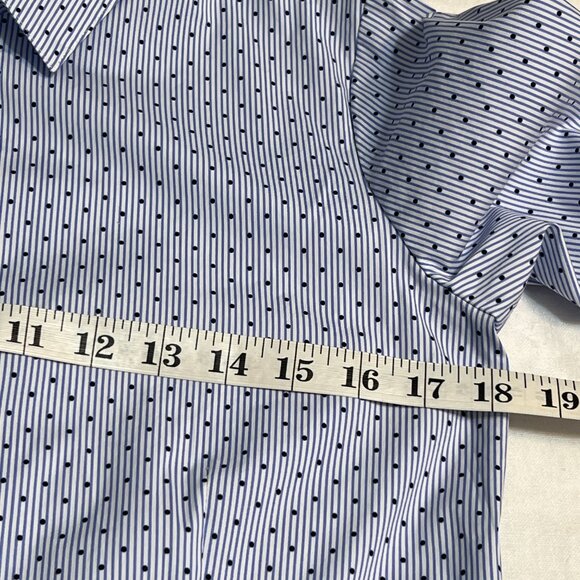 Ann Taylor Factory Women's Button Down Shirt S Blue White Polka Dot Long Sleeve - Picture 6 of 12